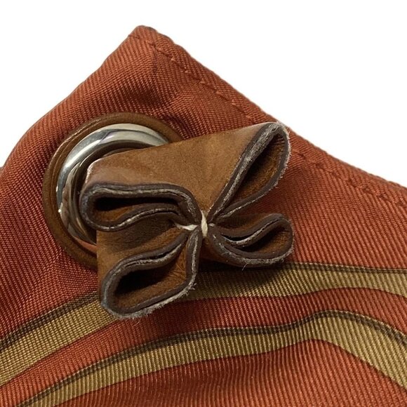 Auth HERMES Silky City PM - Orange Beige Multi Silk Veau Barenia Square M - Picture 15 of 16